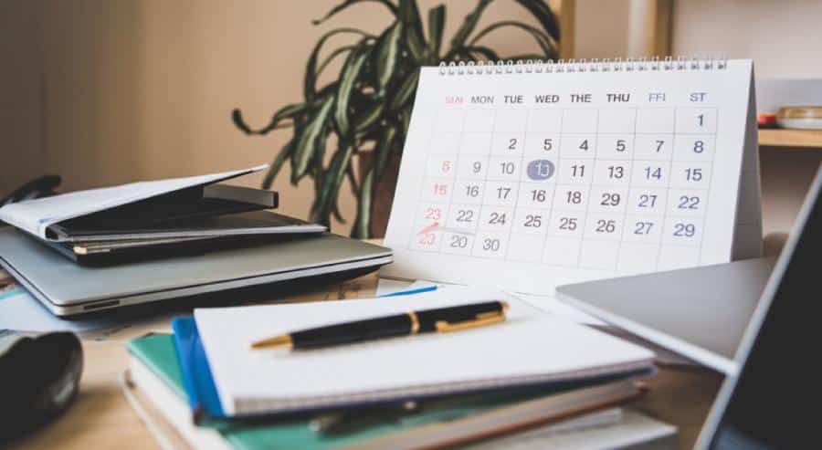 Long term and short term strategy planning calendar and desk